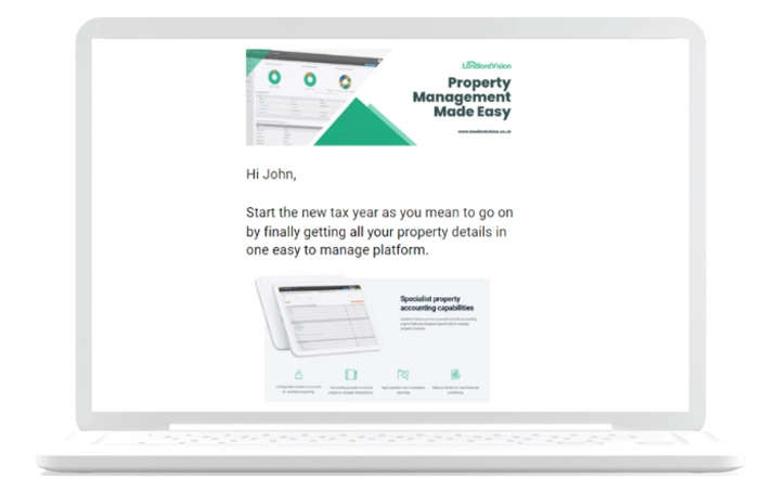 A picture of a Landlord Vision solus email