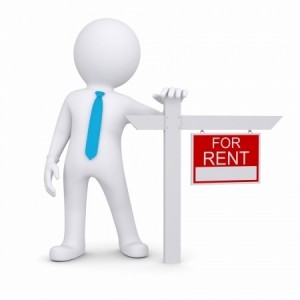 man with rent sign