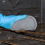 dirty oven being cleaned