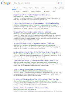 Screenshot of google search results for good landlord