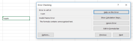 formula error check in Excel