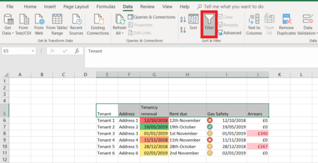 How to apply a data filter in Excel