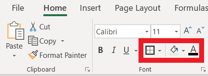 Formatting options in Excel