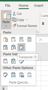 Advanced Excel paste options