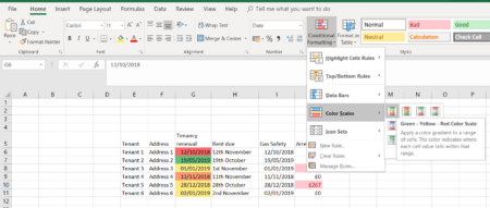 How to apply colour scales in Excel