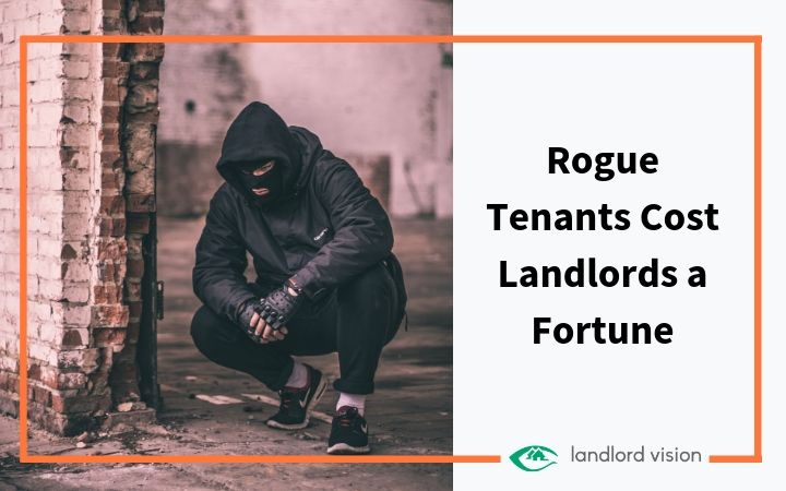masked man squatting in building representing rogue tenants