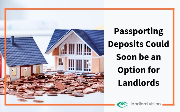 Two houses sat on pile of coins representing deposit passporting