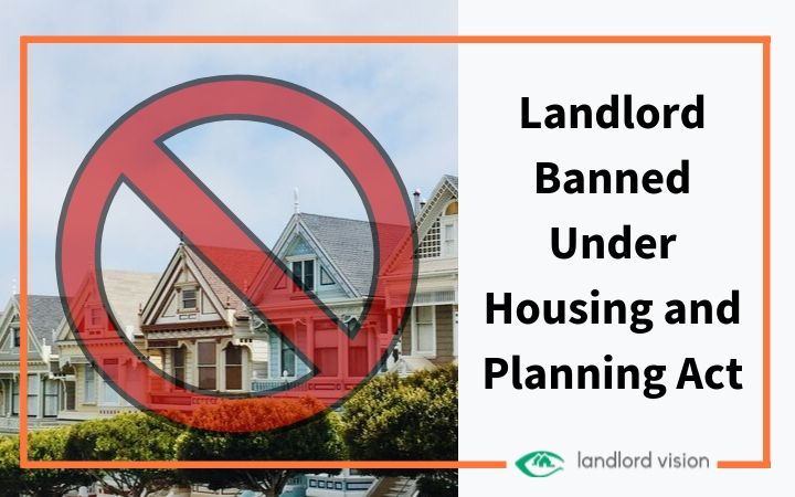 Houses with a banned sign over them