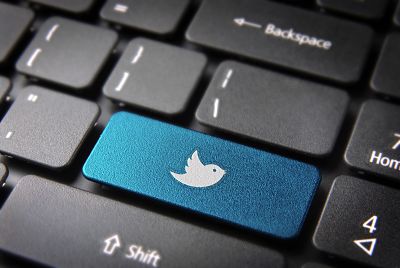 Social media key with twitter bird icon