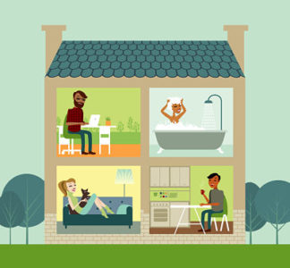 Group of young people living together