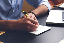 writing down on paper
