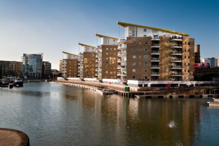 14740642 - residential buildings by limehouse basin in east london