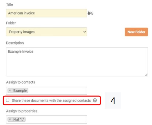 A screenshot showing how to include Landlord Vision documents in the tenant module