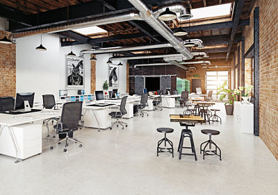 modern loft office interior. 3d rendering concept