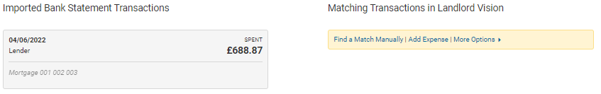 matching transactions in landlord vision