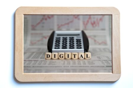 digital word built with letter cubes