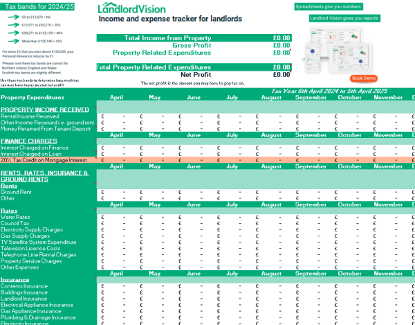 Rental income and expense tracker